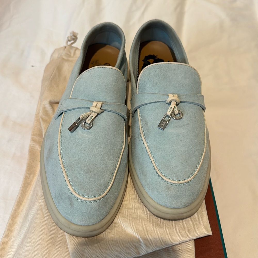Loro Piana Summer Charms Walk Suede Loafers